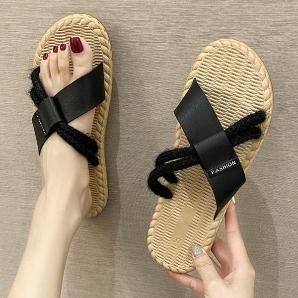 slippers outdoor women's summer 2021 schoolgirl sandals retro rope soft sole comfortable flat bottom roman shoes, Black
slippers outdoor women's summer 2021 schoolgirl sandals retro rope soft sole comfortable flat bottom roman shoes, Black