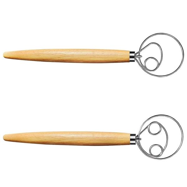 2pcs danish dough whisk, 13 inch stainless steel dutch whisks, wooden danish whisk, whisk kitchen tool for bread, batter
2pcs danish dough whisk, 13 inch stainless steel dutch whisks, wooden danish whisk, whisk kitchen tool for bread, batter