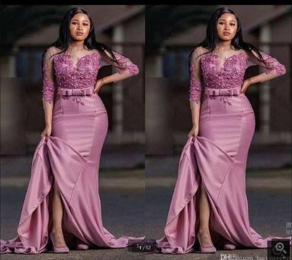 2021 latest style rose pink satin mermaid prom dresses three quarter sleeve modest lace appliques party gowns court train long elegant eveni, Black
2021 latest style rose pink satin mermaid prom dresses three quarter sleeve modest lace appliques party gowns court train long elegant eveni, Black