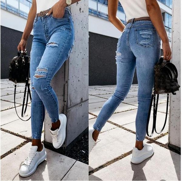women's jeans european and american style women casual fashion high waist comfortable stretch wash ladies denim feet trousers ws30, Blue
women's jeans european and american style women casual fashion high waist comfortable stretch wash ladies denim feet trousers ws30, Blue
