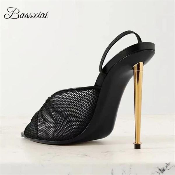 air mesh peep toe sandals women summer metal thin high heels point toe lazyman mules runway sandalias mujer, Black
air mesh peep toe sandals women summer metal thin high heels point toe lazyman mules runway sandalias mujer, Black