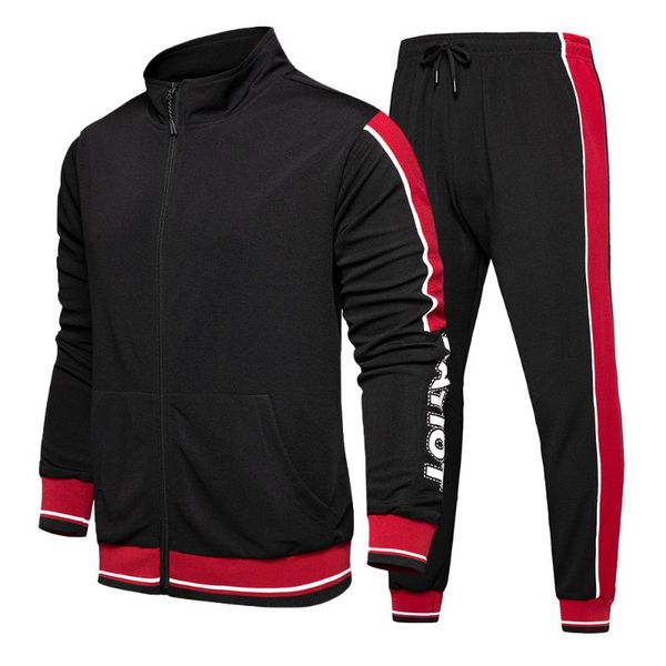 men's tracksuits sportswear men spring autumn color contrast letters print comfortable coat + pants casual male two piece set, Gray
men's tracksuits sportswear men spring autumn color contrast letters print comfortable coat + pants casual male two piece set, Gray