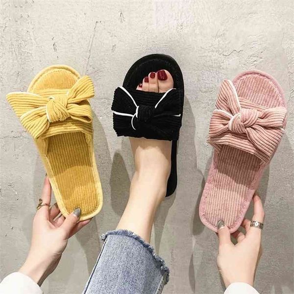 fashion spring autumn indoor women slippers butterfly knot corduroy home non slip flat ladies shoes living room 210622, Black
fashion spring autumn indoor women slippers butterfly knot corduroy home non slip flat ladies shoes living room 210622, Black