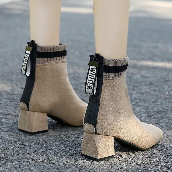 boots women high heels womens winter velvet square head short 2021 thick heel socks large size 41, Black
boots women high heels womens winter velvet square head short 2021 thick heel socks large size 41, Black