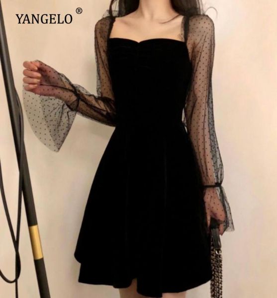 casual dresses spring autumn korean retro elegant gauze sleeve a line black square collar dress harajuku women party clothes, Black;gray
casual dresses spring autumn korean retro elegant gauze sleeve a line black square collar dress harajuku women party clothes, Black;gray