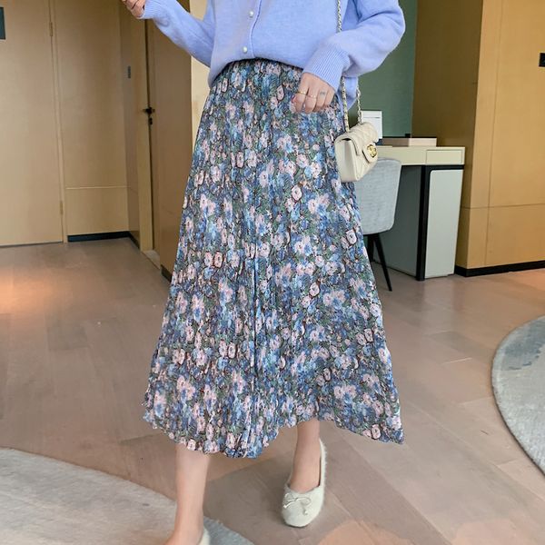 female fashion 2021 new spring french chiffon floral skirt elastic waist hhnb, Black
female fashion 2021 new spring french chiffon floral skirt elastic waist hhnb, Black
