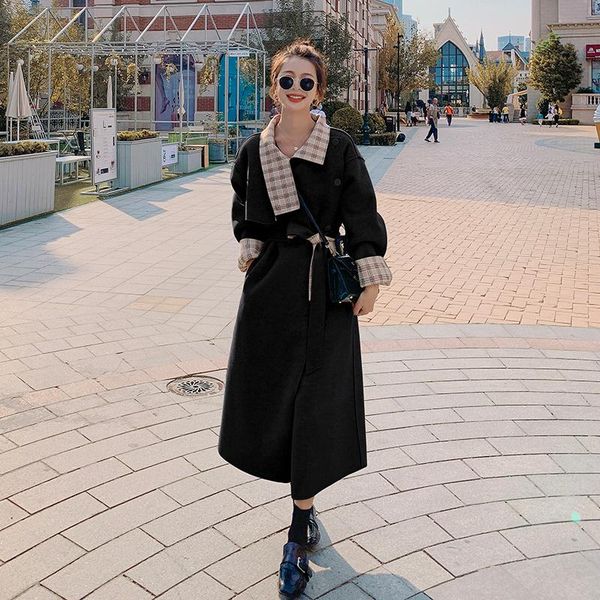 women's wool & blends 2021 autumn and winter woolen coat fashion overcoat for women, Black
women's wool & blends 2021 autumn and winter woolen coat fashion overcoat for women, Black