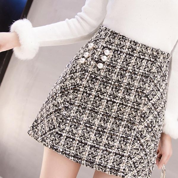 tweed woolen autumn spring womens skirts korean chic short pearl with vintage elegant high waist, Black
tweed woolen autumn spring womens skirts korean chic short pearl with vintage elegant high waist, Black