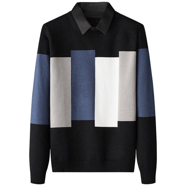 men's sweaters men 2021 autumn winter fashion patchwork slim fit pullovers male long sleeve knitted fake two-piece sweater o130, White;black
men's sweaters men 2021 autumn winter fashion patchwork slim fit pullovers male long sleeve knitted fake two-piece sweater o130, White;black