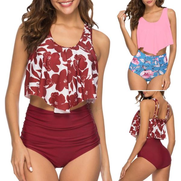 women split swimsuit print high waist bikini set ruffle print summer beach bathing suit irregular padded beach swimwear
women split swimsuit print high waist bikini set ruffle print summer beach bathing suit irregular padded beach swimwear