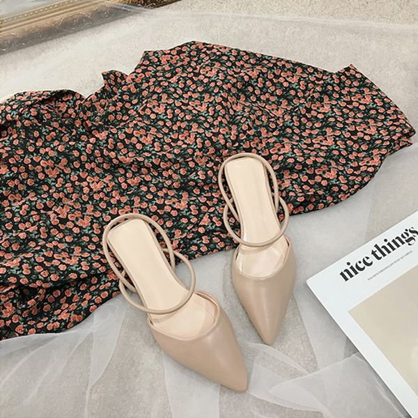 women pointed toe flat shoes 2021 ladies summer mules vintage cloesed toe rubber soles beige sandals women low heel sandels, Black
women pointed toe flat shoes 2021 ladies summer mules vintage cloesed toe rubber soles beige sandals women low heel sandels, Black