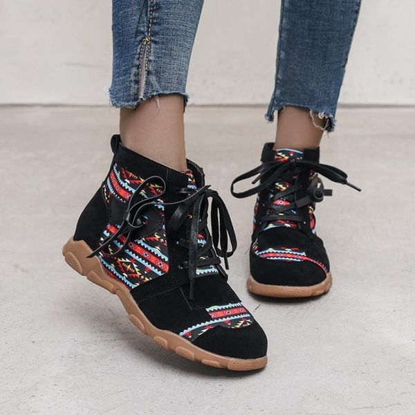 boots ladies fashion embroidered short round toe lace-up casual large size retro side zipper nude, Black
boots ladies fashion embroidered short round toe lace-up casual large size retro side zipper nude, Black