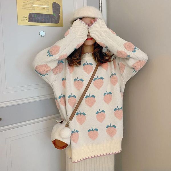 women's sweaters oversized autumn spring sweet printing pullovers female o neck loose long sleeve casual knitted jumpers 2021, White;black
women's sweaters oversized autumn spring sweet printing pullovers female o neck loose long sleeve casual knitted jumpers 2021, White;black