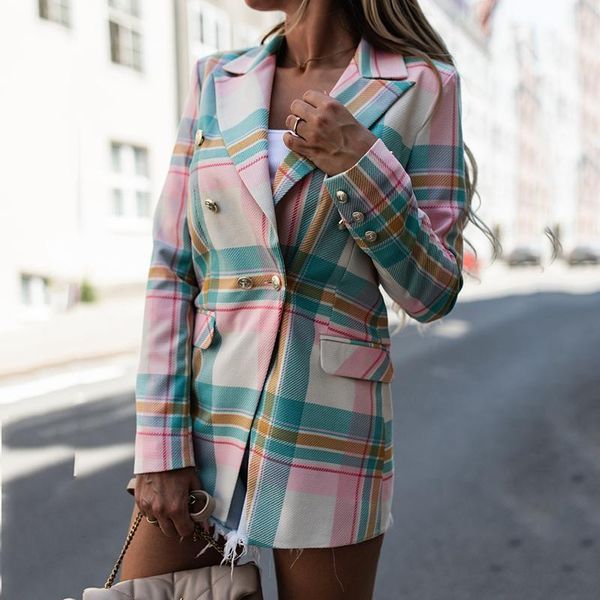 women's suits & blazers vintage pink plaid blazer women jacket long sleeve casual fashion 2021 fall plus size elegant office lady coat, White;black
women's suits & blazers vintage pink plaid blazer women jacket long sleeve casual fashion 2021 fall plus size elegant office lady coat, White;black