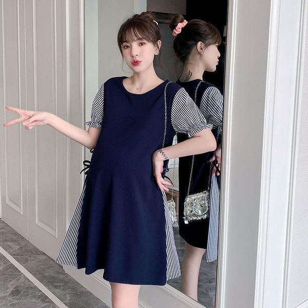 maternity dresses preppy style summer stripe short sleeve patchwork a-line dress navy pregnant women with sleeves clothes, White
maternity dresses preppy style summer stripe short sleeve patchwork a-line dress navy pregnant women with sleeves clothes, White