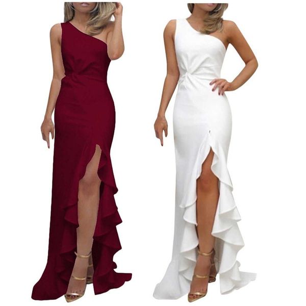 casual dresses evening party for women one shoulder split ruffles slim bodycon summer dress solid color woman clothes 2021, Black;gray
casual dresses evening party for women one shoulder split ruffles slim bodycon summer dress solid color woman clothes 2021, Black;gray