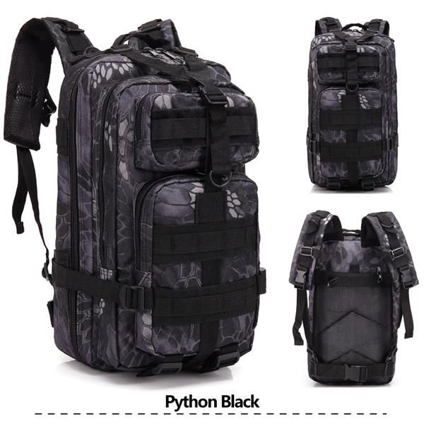 

30l large capacity outdoor tactical backpack pythons grain black shoulders bag camping hiking rifle bag trekking sport travel