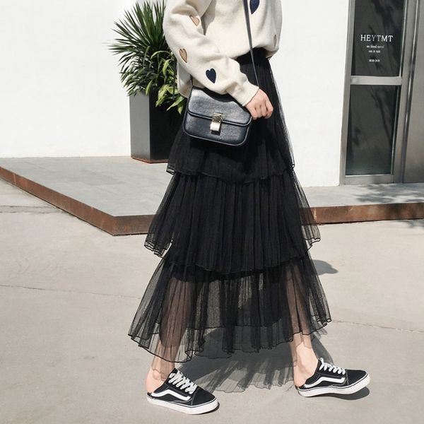 2021 women new high waist ruffled vintage tiered tulle pleated skirt black pink cake layered long mesh skirts spring and summer vc77
2021 women new high waist ruffled vintage tiered tulle pleated skirt black pink cake layered long mesh skirts spring and summer vc77