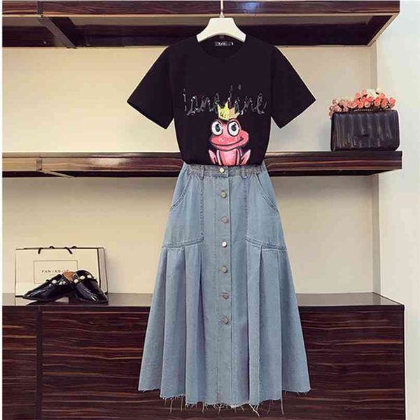 cartoon animal print sequines tshirt with double pocket pleated denim two piece set for women a-line long skirt sets 210602, White
cartoon animal print sequines tshirt with double pocket pleated denim two piece set for women a-line long skirt sets 210602, White