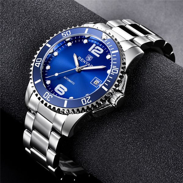 benyar mechanical watches men automatic pilot military watertight fire luxury rvs clock montre homme, Slivery;brown
benyar mechanical watches men automatic pilot military watertight fire luxury rvs clock montre homme, Slivery;brown