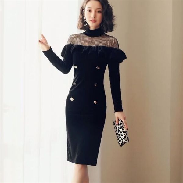 gold velvet mesh stitching bottoming spring dress one-shoulder ruffle office lady polyester sheath 210603, Black;gray
gold velvet mesh stitching bottoming spring dress one-shoulder ruffle office lady polyester sheath 210603, Black;gray