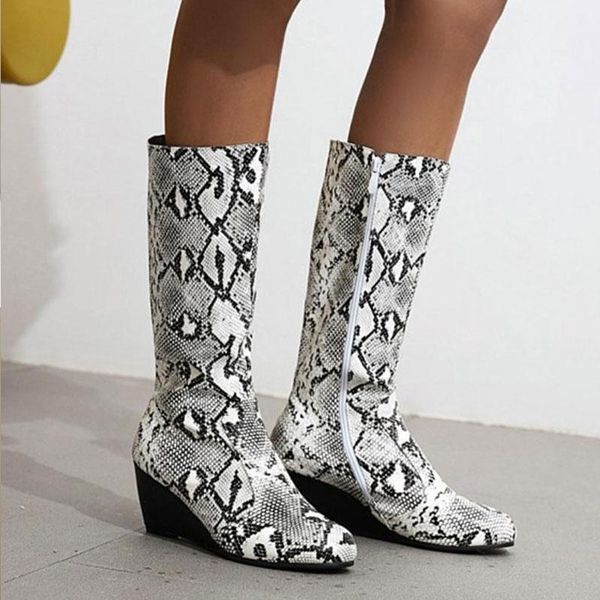 boots winter ladies pu leather platform wedge mid-tube snakeskin round-toe slope heel, Black
boots winter ladies pu leather platform wedge mid-tube snakeskin round-toe slope heel, Black