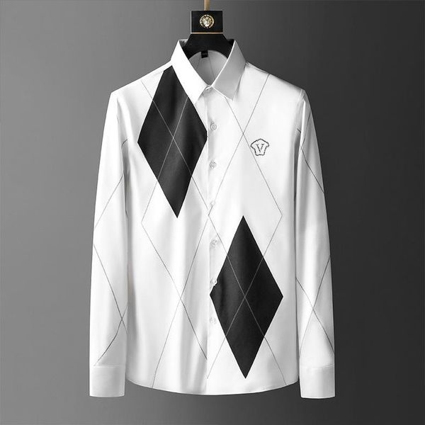 men's casual shirts high grade shirt spring printing color matching no iron slim long sleeve fashion, White;black
men's casual shirts high grade shirt spring printing color matching no iron slim long sleeve fashion, White;black