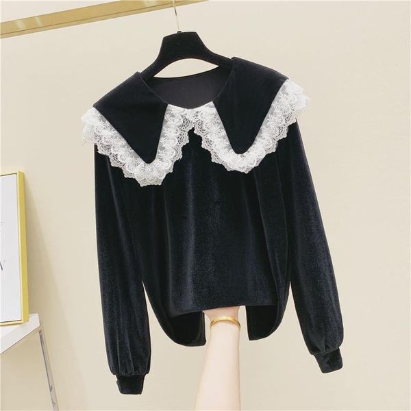 women's blouses & shirts velvet blouse women lace panel doll collar long sleeve pullover shirt female 2021 autumn clothing blusas, White
women's blouses & shirts velvet blouse women lace panel doll collar long sleeve pullover shirt female 2021 autumn clothing blusas, White