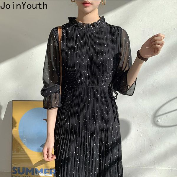casual dresses joinyouth 2021 elegant dot vestidos autumn romantic chiffon spring long black robes korean dress women j1052, Black;gray
casual dresses joinyouth 2021 elegant dot vestidos autumn romantic chiffon spring long black robes korean dress women j1052, Black;gray