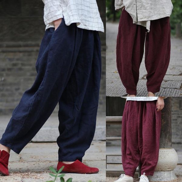 men's pants cotton harem men solid elastic waist streetwear joggers 2021 baggy drop-crotch casual trousers drop, Black 
men's pants cotton harem men solid elastic waist streetwear joggers 2021 baggy drop-crotch casual trousers drop, Black