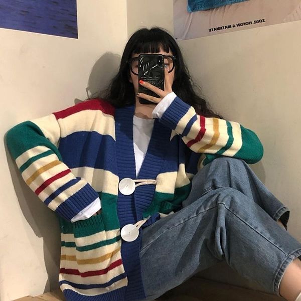 women's knits & tees 2021 outdoor sweater female student casual cute korean style loose knitted cardigan coat fashion, White
women's knits & tees 2021 outdoor sweater female student casual cute korean style loose knitted cardigan coat fashion, White