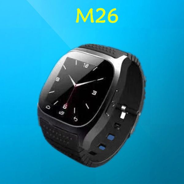 m26 smart bluetooth watches with led display barometer alitmeter music player pedometer smartwatch for android ios mobile phone with retail
