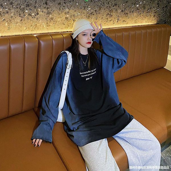 pullover gradient female long sleeve loose t-shirt tom trendy sweater street crew neck hip hop national trendy lazy medium length, Black
pullover gradient female long sleeve loose t-shirt tom trendy sweater street crew neck hip hop national trendy lazy medium length, Black