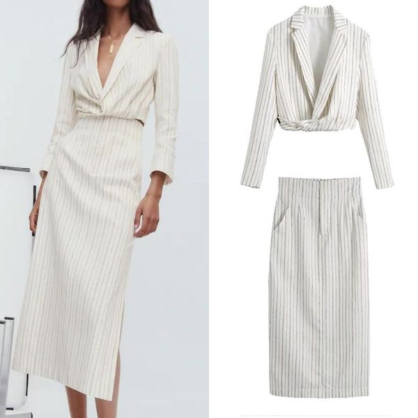 two piece dress suit women's skirt white striped seven-point blazer 2 high-waist long women elegant office summer
two piece dress suit women's skirt white striped seven-point blazer 2 high-waist long women elegant office summer