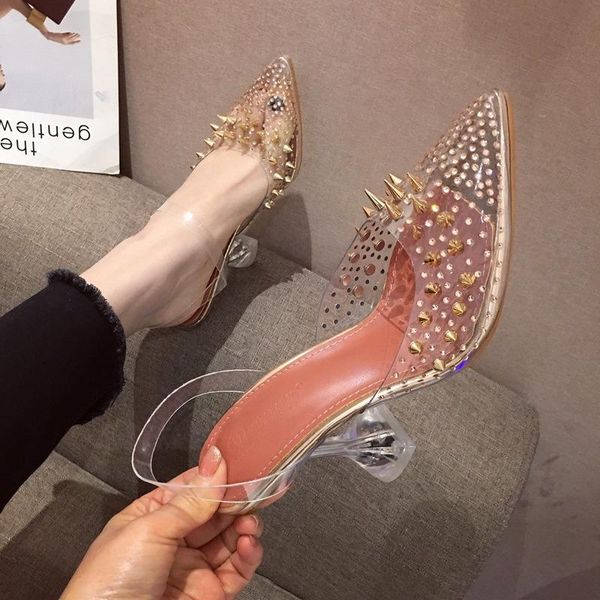 dress shoes luxury women pumps transparent high heels pointed toe slip-on wedding party brand fashion for lady pvc, Black
dress shoes luxury women pumps transparent high heels pointed toe slip-on wedding party brand fashion for lady pvc, Black