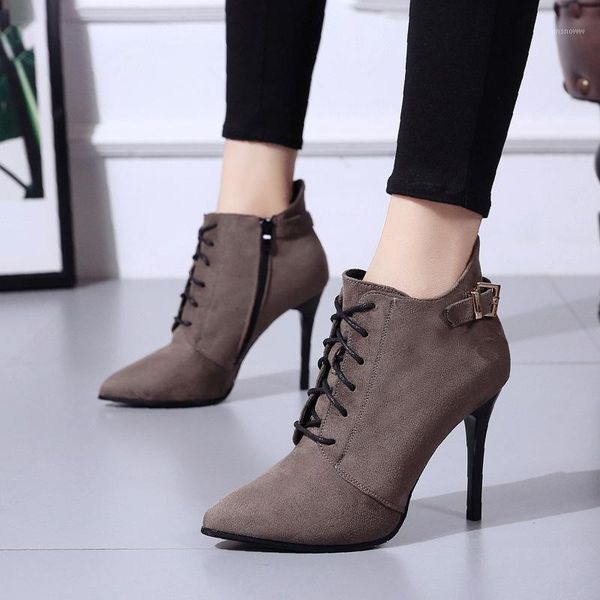 boots pointed toe thin heel women 2021 fashion lace up ankle zipper flock leather shoes zapatos mujer z0103, Black
boots pointed toe thin heel women 2021 fashion lace up ankle zipper flock leather shoes zapatos mujer z0103, Black