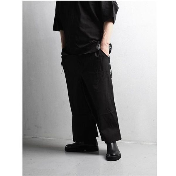 men's pants wide leg spring/summer personality with rope loose large size casual straight, Black
men's pants wide leg spring/summer personality with rope loose large size casual straight, Black
