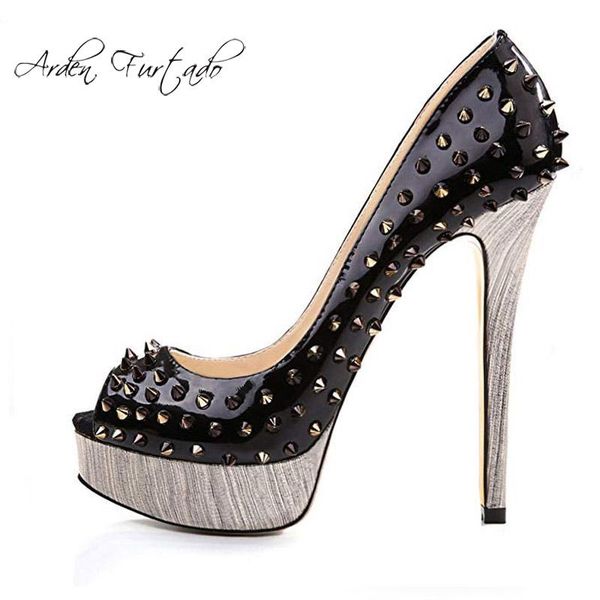 spring 2021 fashion women's shoes stilettos heels pumps elegant peep toe platform party shoes rivets big size slip on, Black
spring 2021 fashion women's shoes stilettos heels pumps elegant peep toe platform party shoes rivets big size slip on, Black