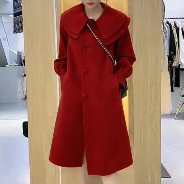 women's wool & blends cmaz 2021 autumn and winter reversible cashmere coat mid-length high-end hepburn style, Black
women's wool & blends cmaz 2021 autumn and winter reversible cashmere coat mid-length high-end hepburn style, Black
