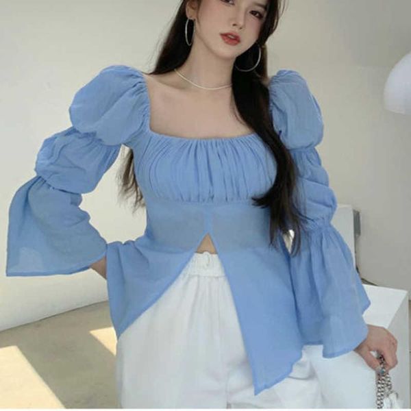 women's blouses & shirts ieqj korea chic casual trend women blue square neck split folds loose fashion lantern sleeve chiffon shirt sum, White
women's blouses & shirts ieqj korea chic casual trend women blue square neck split folds loose fashion lantern sleeve chiffon shirt sum, White