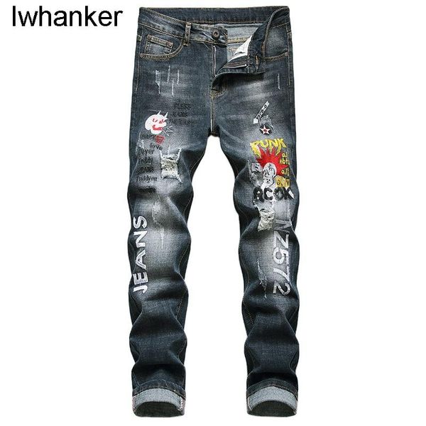 men's jeans embroidered street fashion personalized pants elastic slim youth, Blue
men's jeans embroidered street fashion personalized pants elastic slim youth, Blue