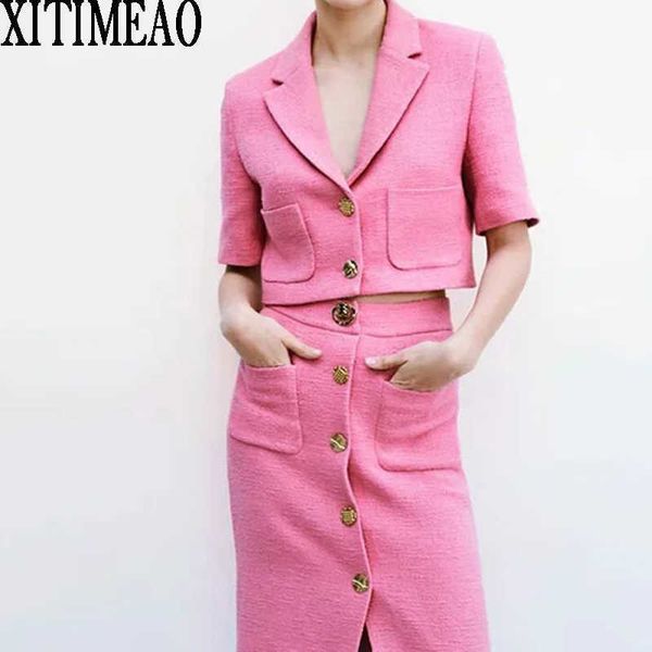 za women fashion single breasted tweed check blazers coat vintage short sleeve female outerwear and high waist straight skirt 210602, White;black
za women fashion single breasted tweed check blazers coat vintage short sleeve female outerwear and high waist straight skirt 210602, White;black