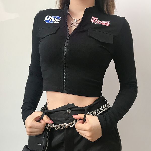 harajuku print long sleeve crop t shirt skinny black cotton tshirt women gothic zipper casual tee shirt femme, White
harajuku print long sleeve crop t shirt skinny black cotton tshirt women gothic zipper casual tee shirt femme, White