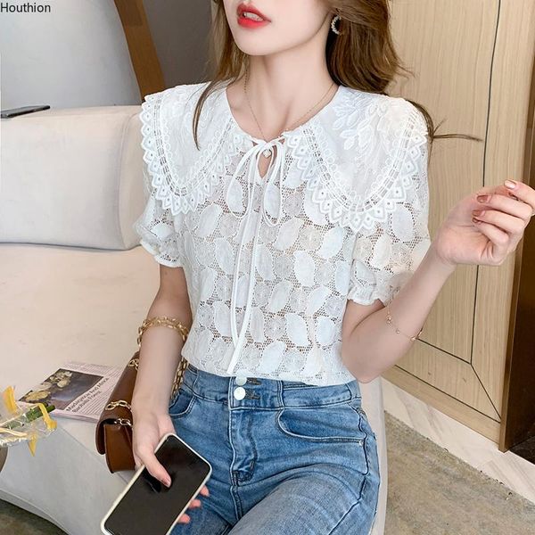 women's blouses & shirts summer doll collar korean solid color splicing loose short sleeve fashion casual, White
women's blouses & shirts summer doll collar korean solid color splicing loose short sleeve fashion casual, White