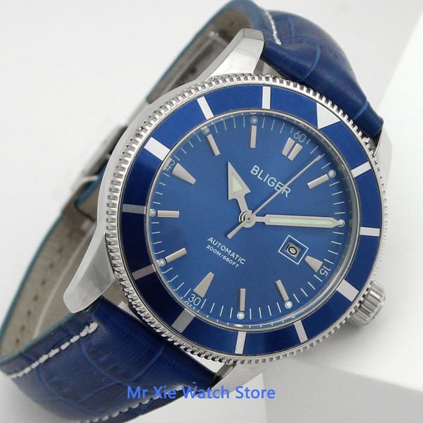 bliger 46mm blue dial automatic mechanical mens watch sapphire glass luminous waterproof leather strap wristwatch men, Slivery;brown
bliger 46mm blue dial automatic mechanical mens watch sapphire glass luminous waterproof leather strap wristwatch men, Slivery;brown