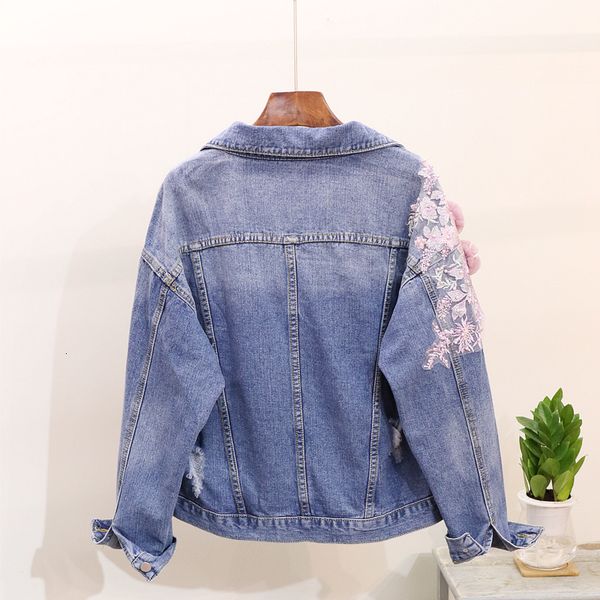 spring autumn jeans jacket coat woman heavy stereo pink flower embroidery hole denim jackets big size student ladies basic coats 3y86, Black;brown
spring autumn jeans jacket coat woman heavy stereo pink flower embroidery hole denim jackets big size student ladies basic coats 3y86, Black;brown