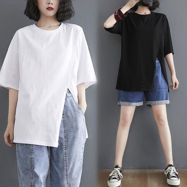 women's blouses & shirts blouse women woman shirt large short sleeve female 2021 summer loose literature art thin irregular split, White
women's blouses & shirts blouse women woman shirt large short sleeve female 2021 summer loose literature art thin irregular split, White