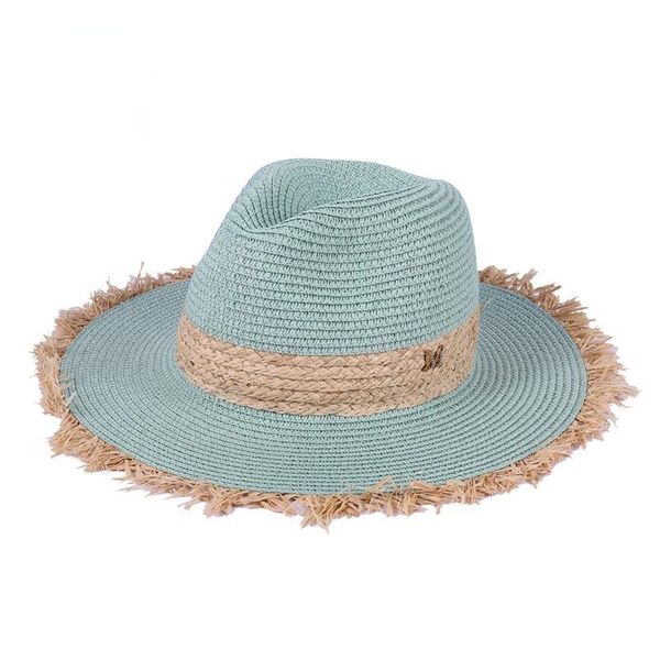 wide brim hats summer cowboy cap 2021 casual sun for women fashion letter m jazz straw men beach panama hat, Blue;gray
wide brim hats summer cowboy cap 2021 casual sun for women fashion letter m jazz straw men beach panama hat, Blue;gray