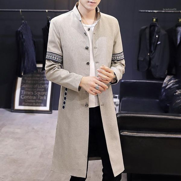 men's trench coats 2021 spring autumn chinese style windbreaker outdoor overcoat stand collar streetwear coat slim long over knee jacke, Tan;black
men's trench coats 2021 spring autumn chinese style windbreaker outdoor overcoat stand collar streetwear coat slim long over knee jacke, Tan;black