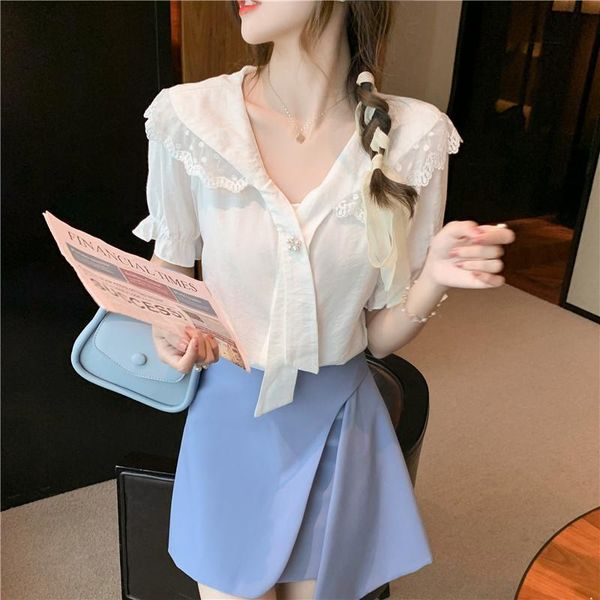 women's blouses & shirts french lace temperament white shirt female 2021 summer korean design chiffon
women's blouses & shirts french lace temperament white shirt female 2021 summer korean design chiffon